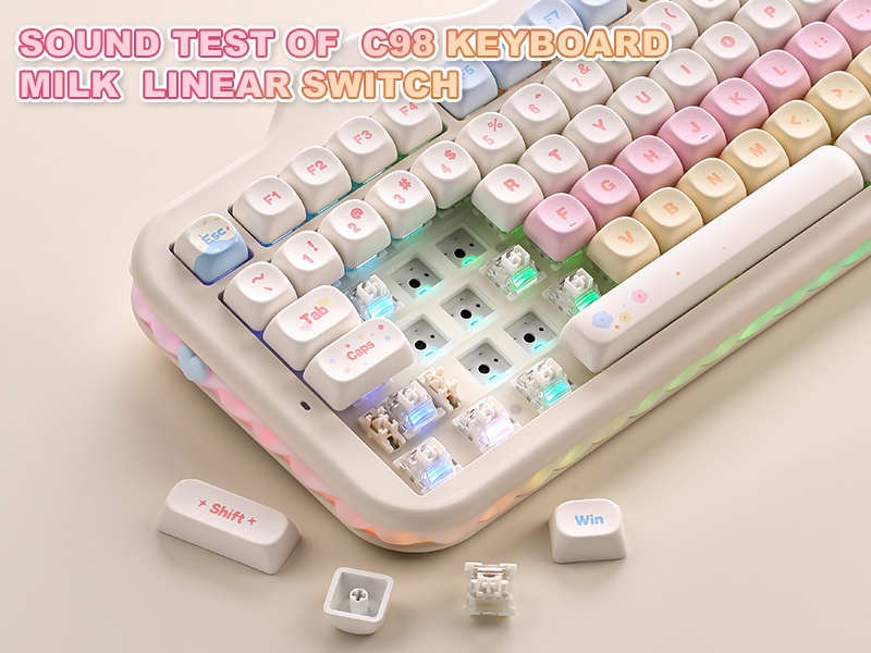 Amazon.com: YUNZII C98 Cute Cake Wireless Mechanical Keyboard